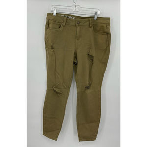 Lovesick Khaki‎ Distressed Skinny Jeans Women Size 16 Ripped Pockets Button Fly